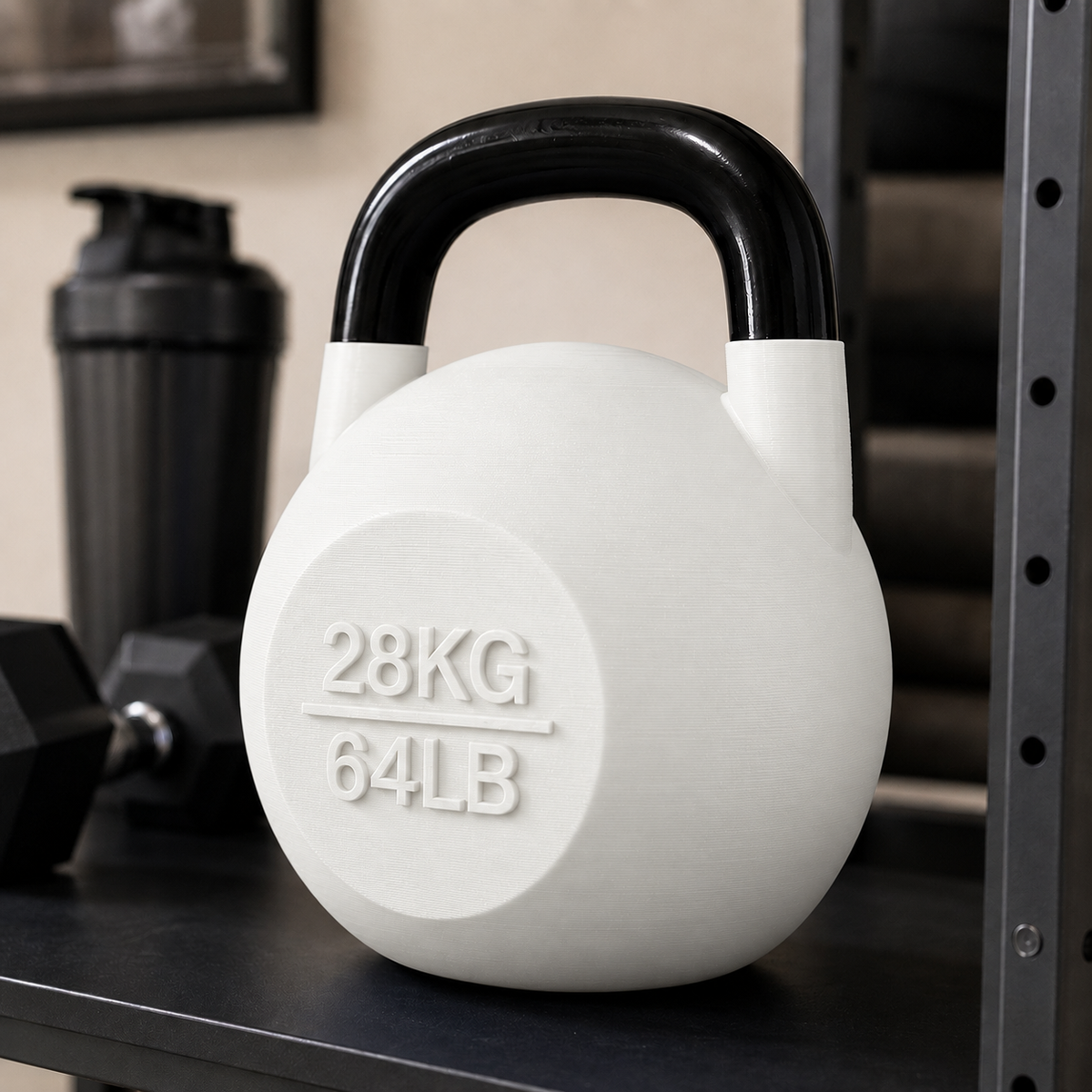 Pote Kettlebell Branco com alça preta