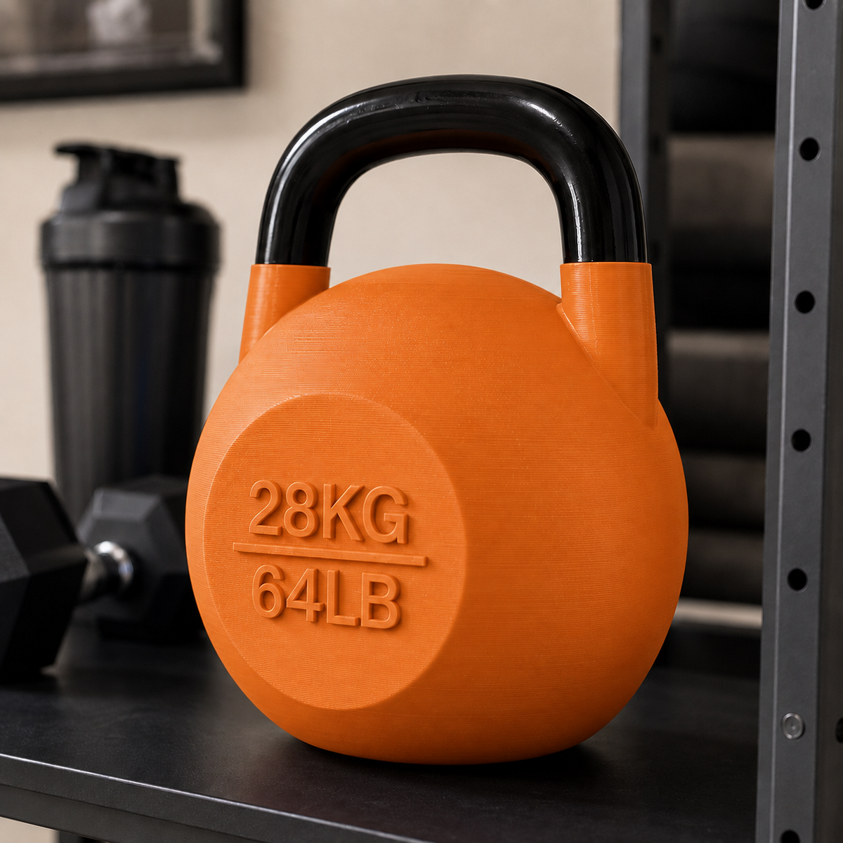 Pote Kettlebell Laranja com alça preta