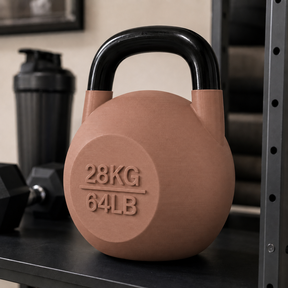 Pote Kettlebell Marrom Terracota com alça preta