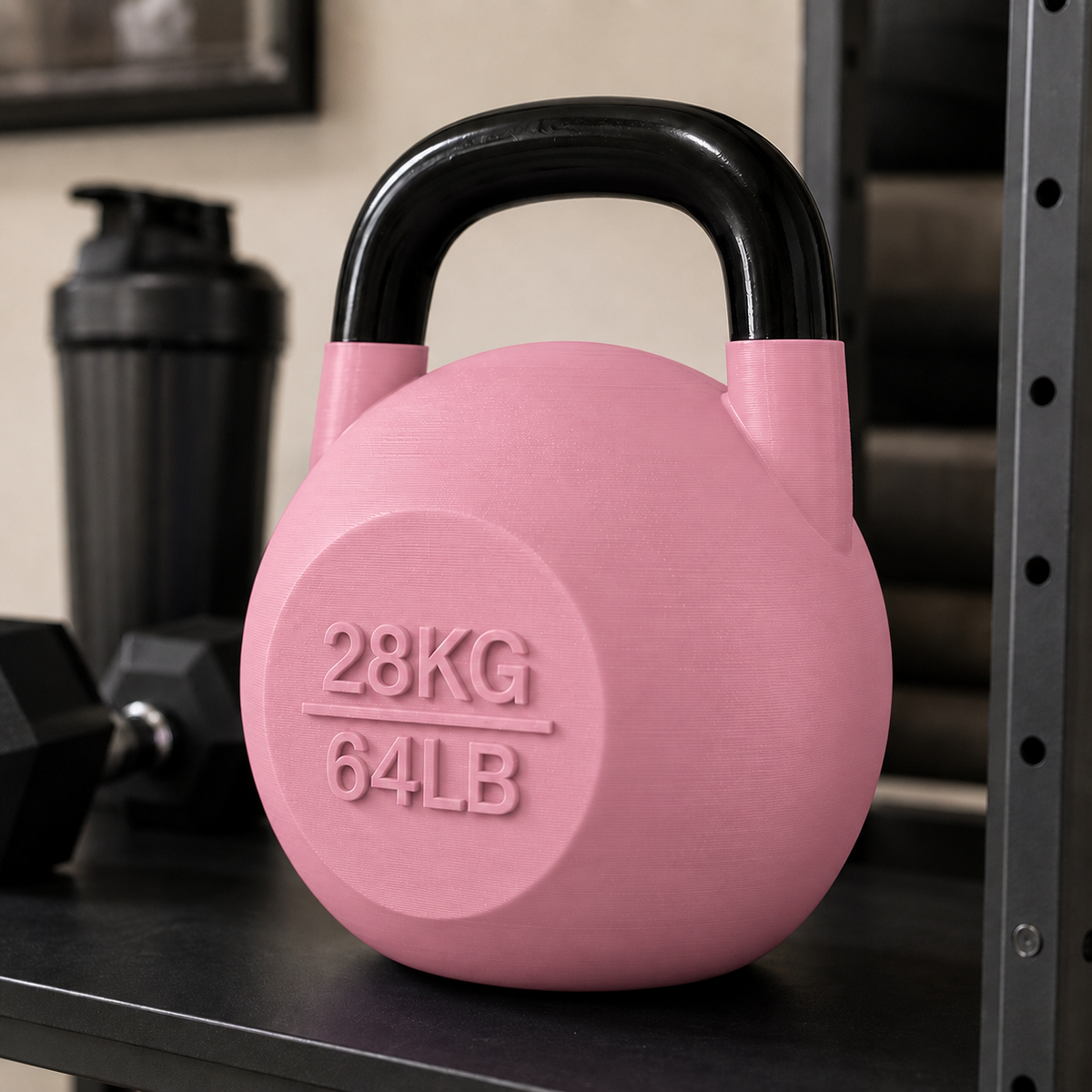 Pote Kettlebell Rosa com alça preta