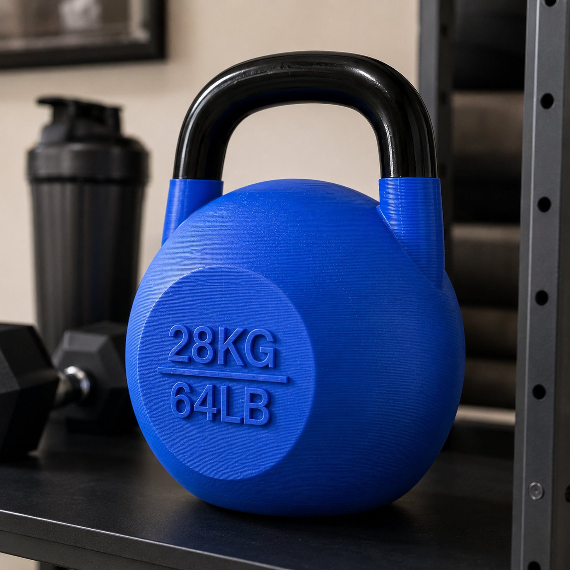 Pote kettlebell azul na academia