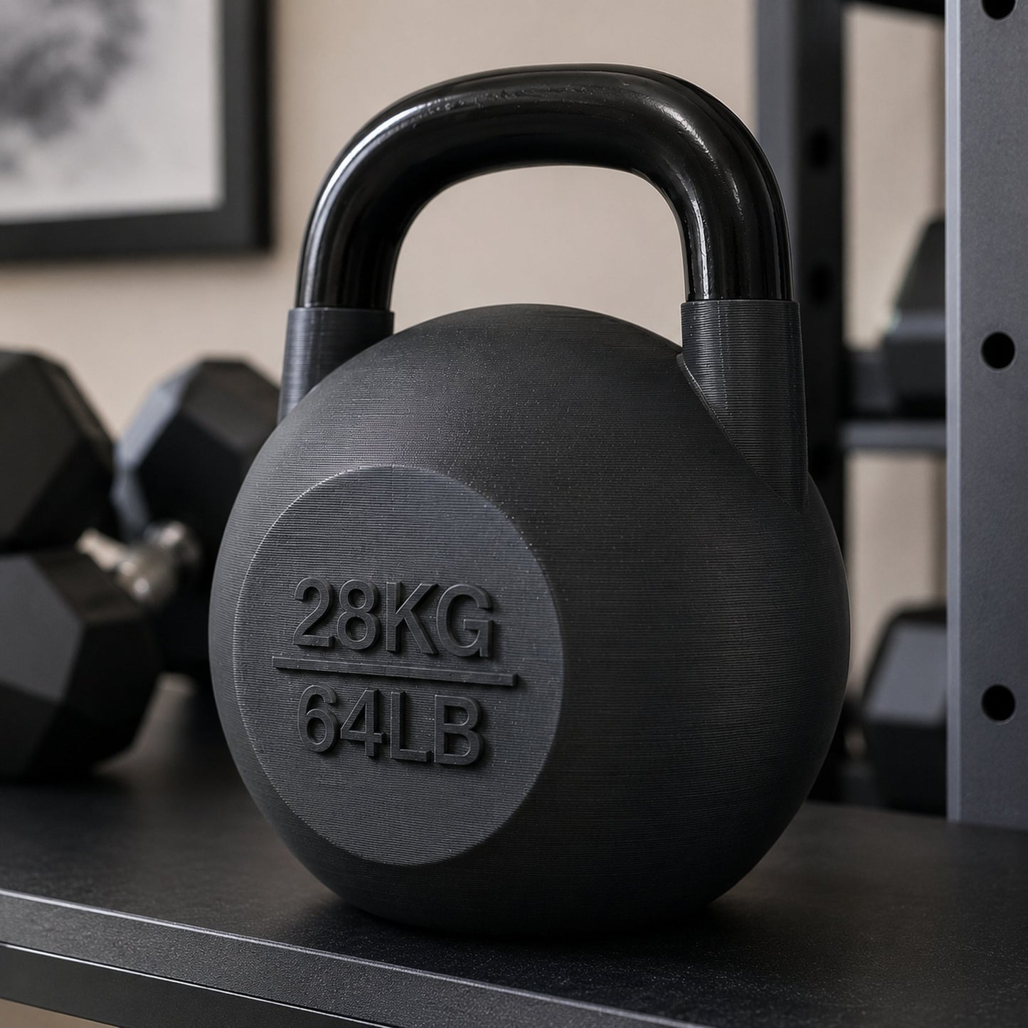 Pote kettlebell preto no home gym