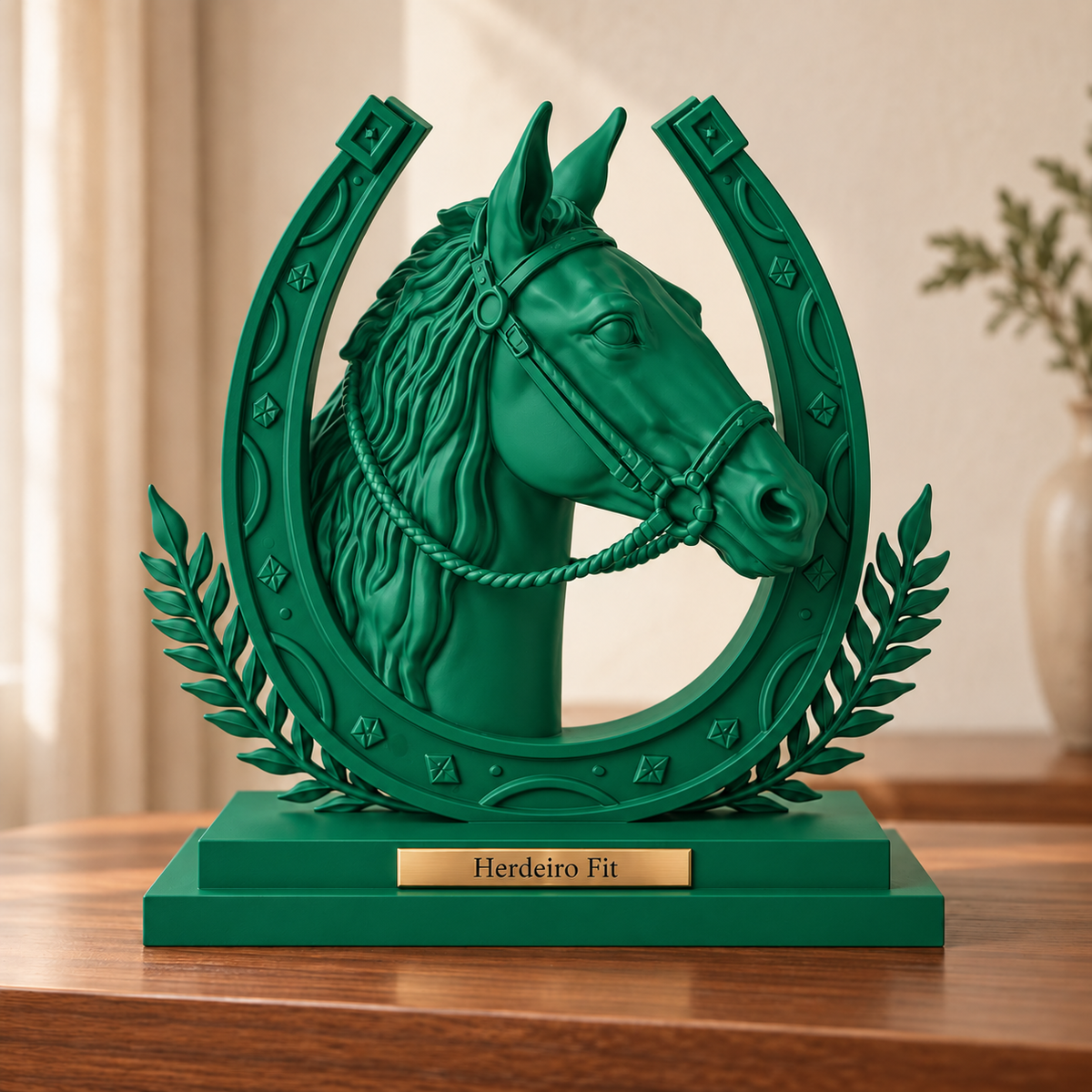 Legado — escultura de cavalo Holly Green, placa personalizada Herdeiro Fit