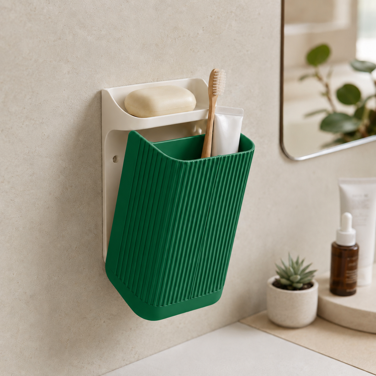 Organizador Nami — Holly Green, com placa e prateleira brancas