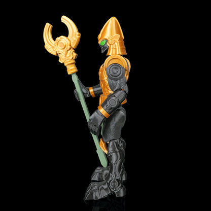Articulações e armadura dourada do boneco Osíris Mecha