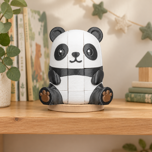 Panda Encaixa montado em cenário lúdico e acolhedor