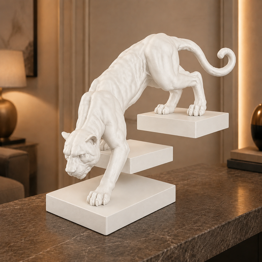 Pantera em Movimento na cor Branco em ambiente elegante e moderno