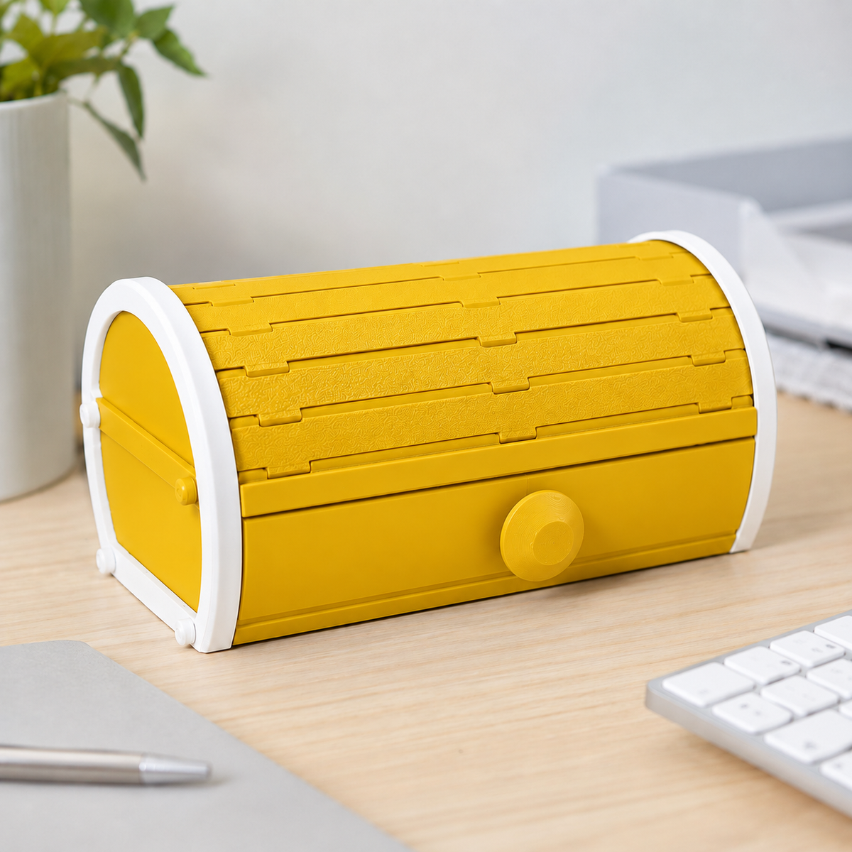 Organizador Persianna — Amarelo, com molduras laterais brancas