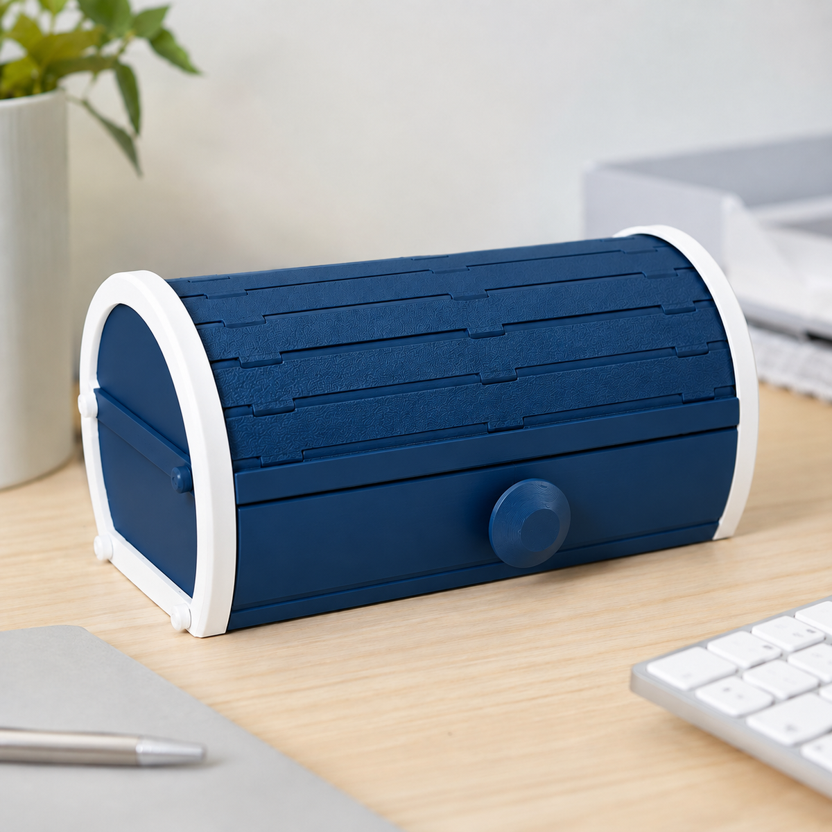 Organizador Persianna — Dark Blue, com molduras laterais brancas