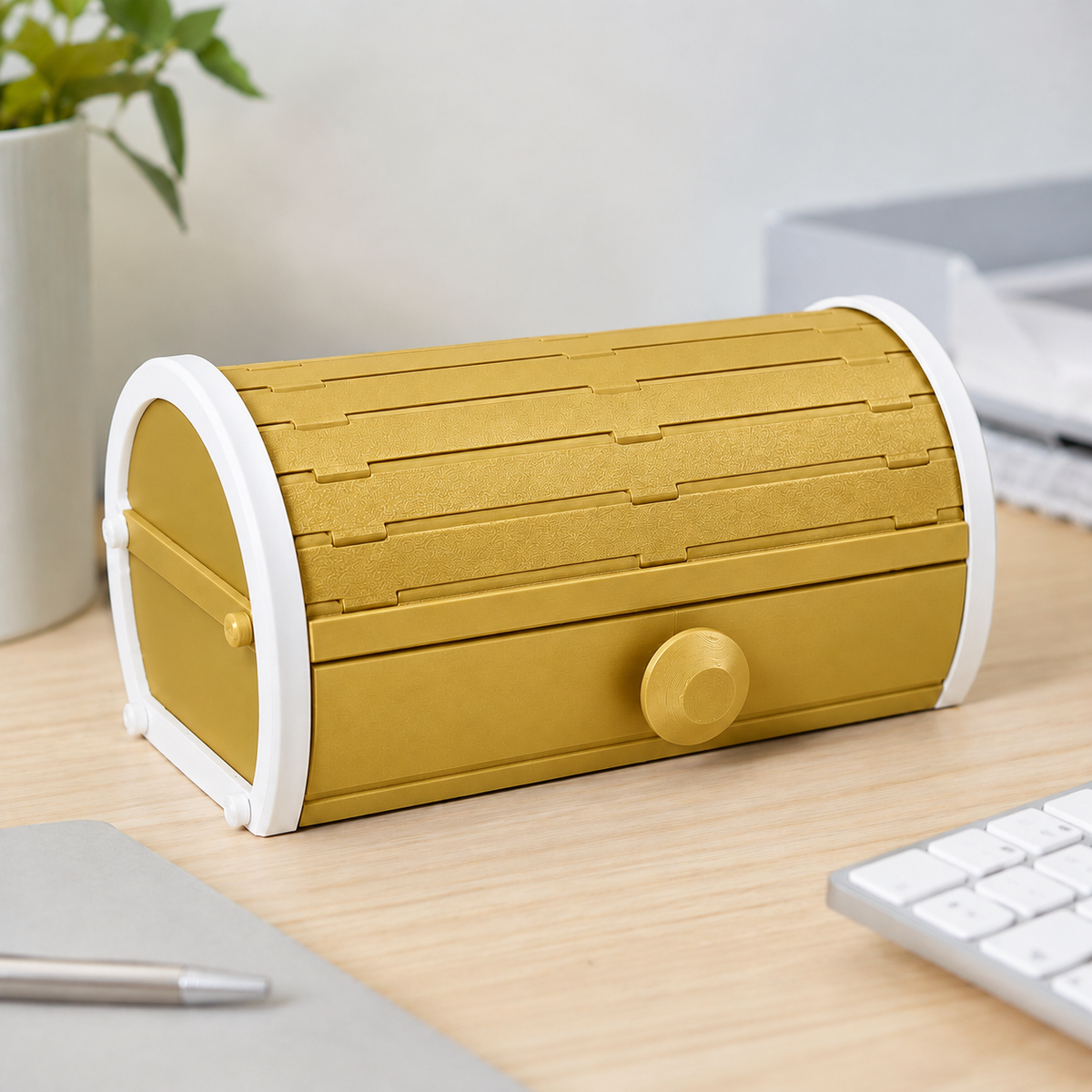 Organizador Persianna — Dourado, com molduras laterais brancas