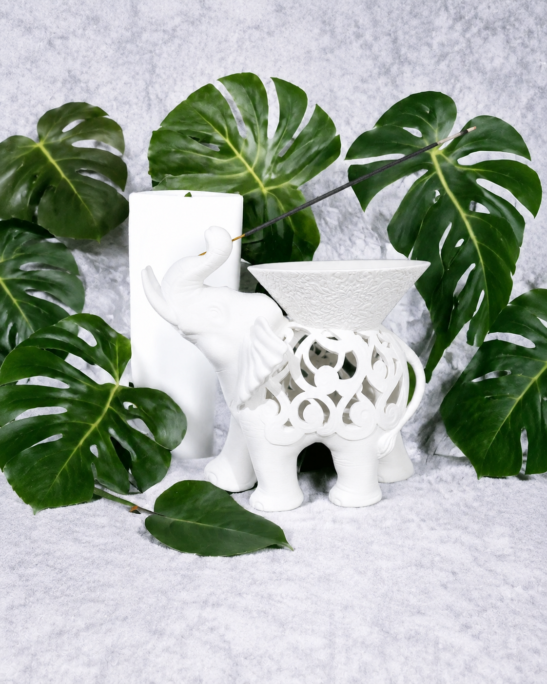 Ganesha — Porta-Incenso Elefante - Branco — enquadramento corrigido