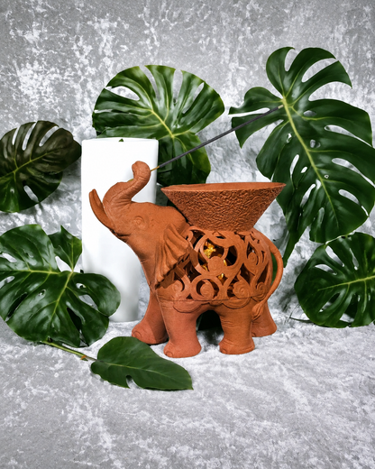 Ganesha — Porta-Incenso Elefante - Marrom Terracota — enquadramento corrigido