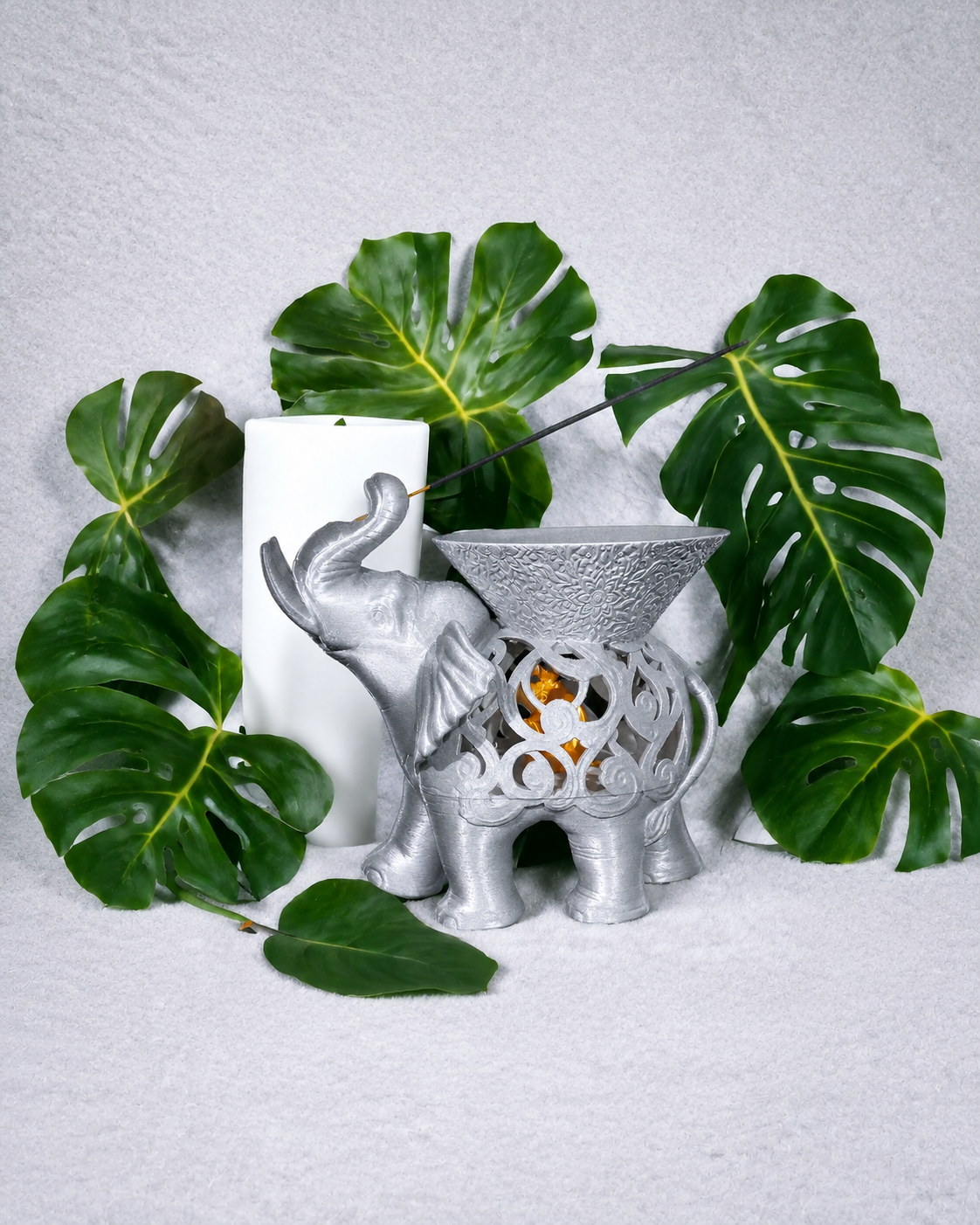 Ganesha — Porta-Incenso Elefante - Prata — enquadramento corrigido