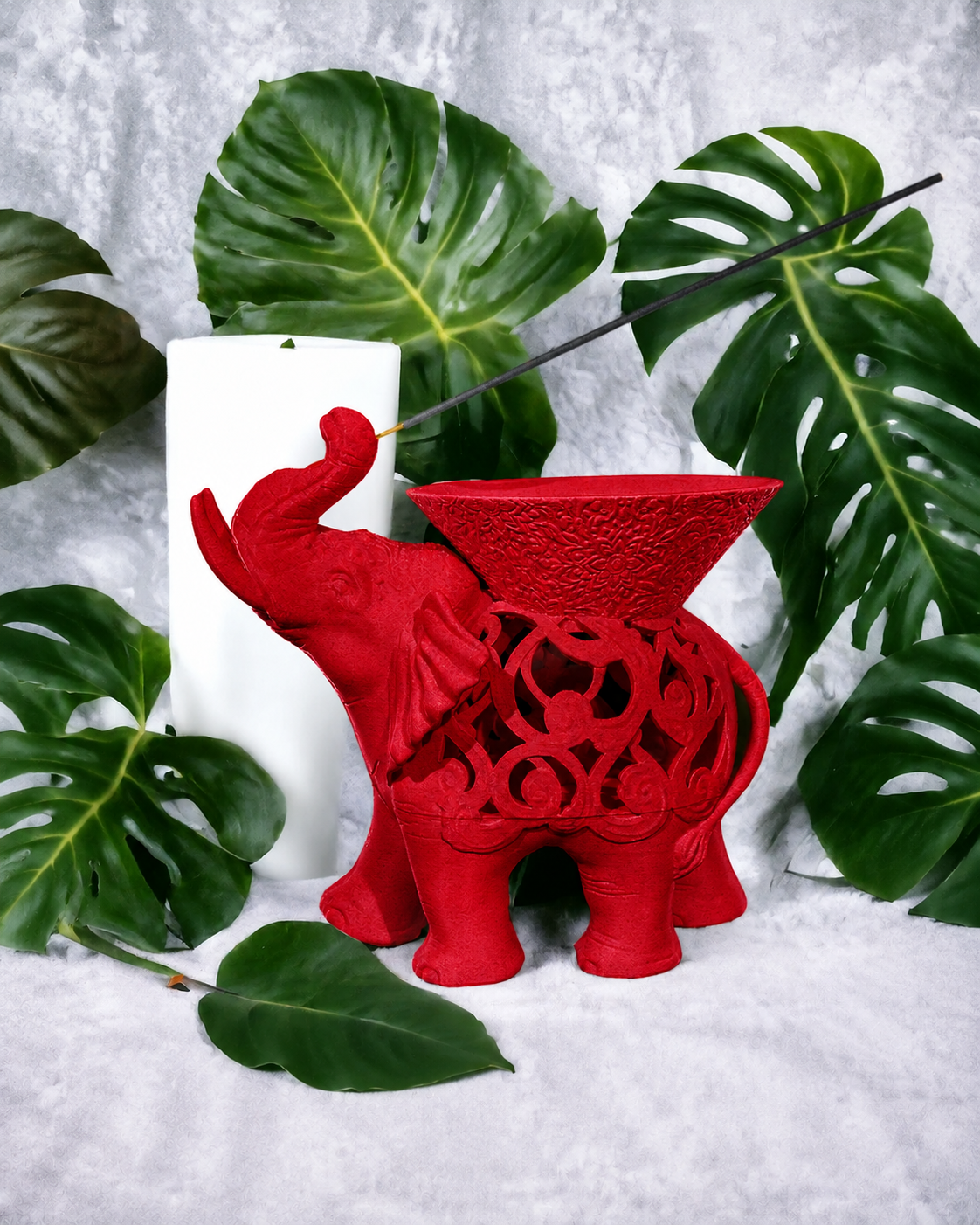 Ganesha — Porta-Incenso Elefante - Vermelho — enquadramento corrigido