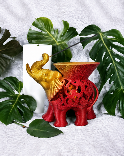 Ganesha — Porta-Incenso Elefante - Dual Color Vermelho/Dourado — enquadramento corrigido