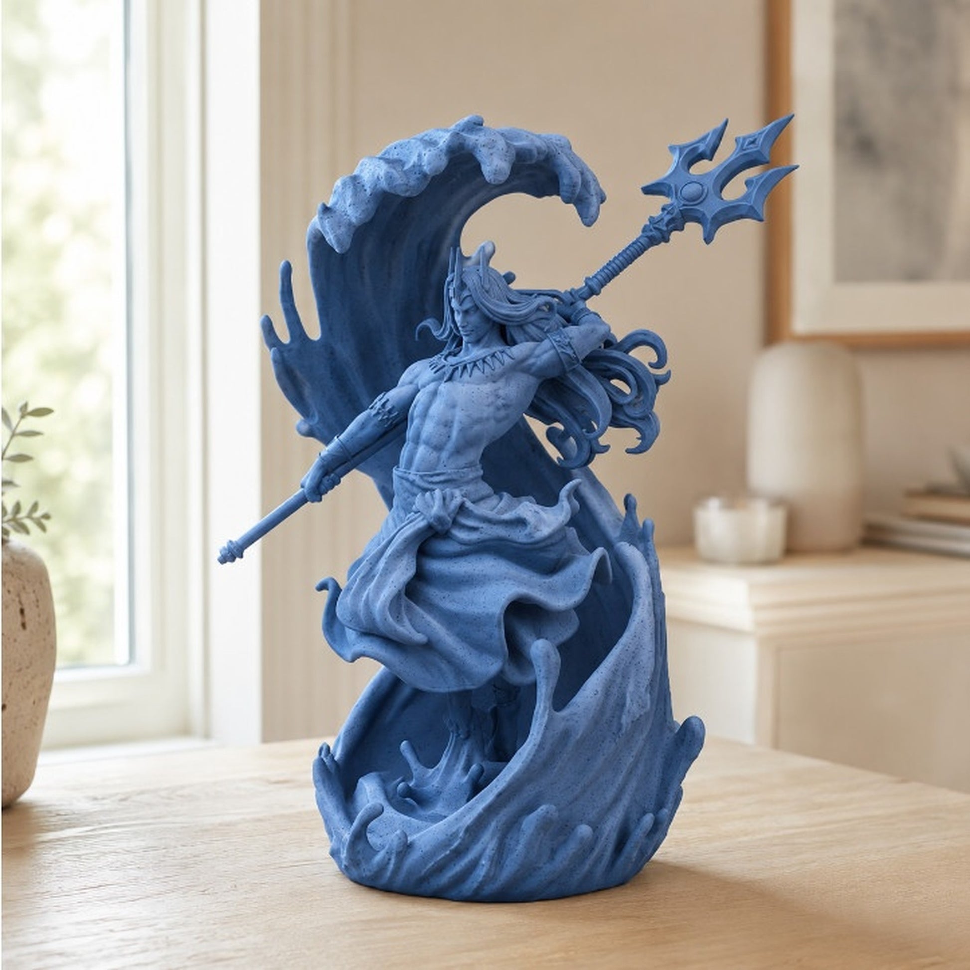 Poseidon na cor azul em ambiente decorado