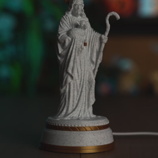 Apresentação do Bom Pastor Iluminado — detalhes da peça e da iluminação