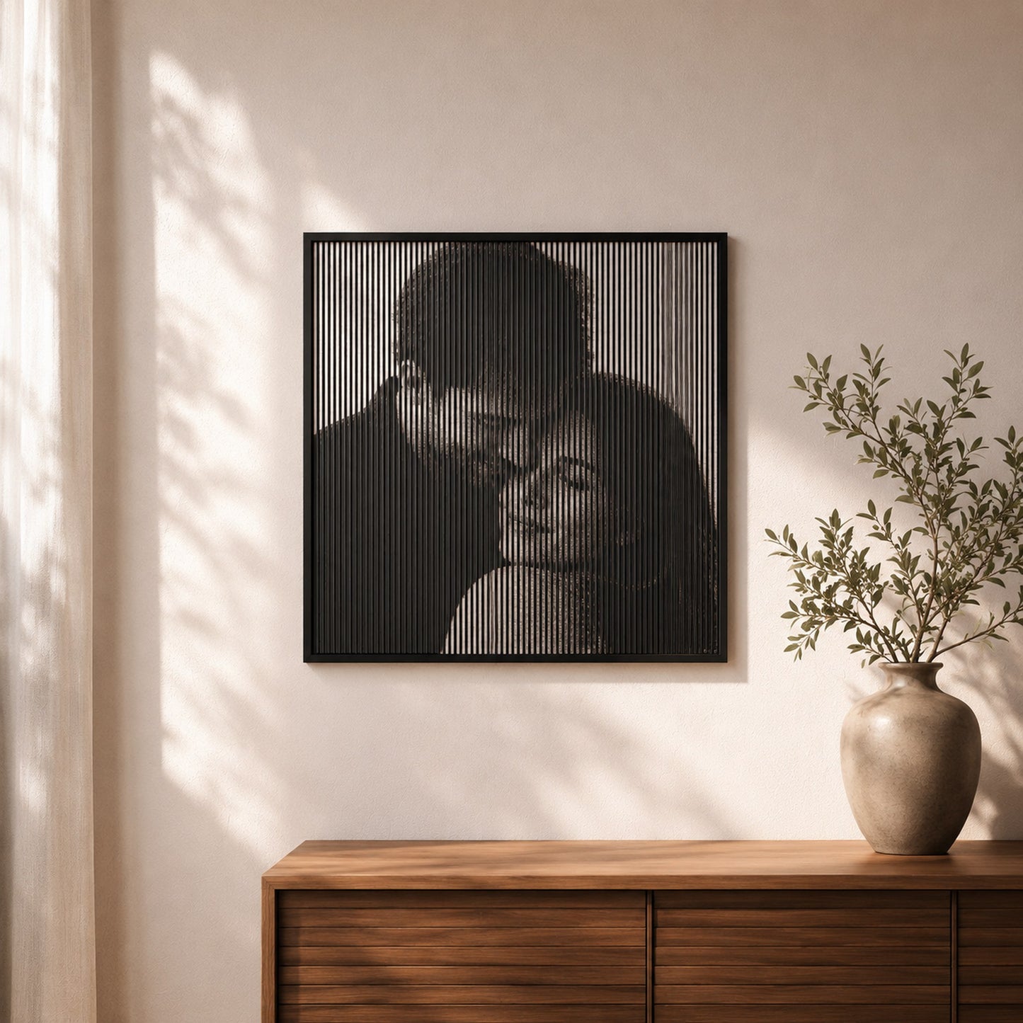 Quadro personalizado com foto em meio-tom de pixels quadrados