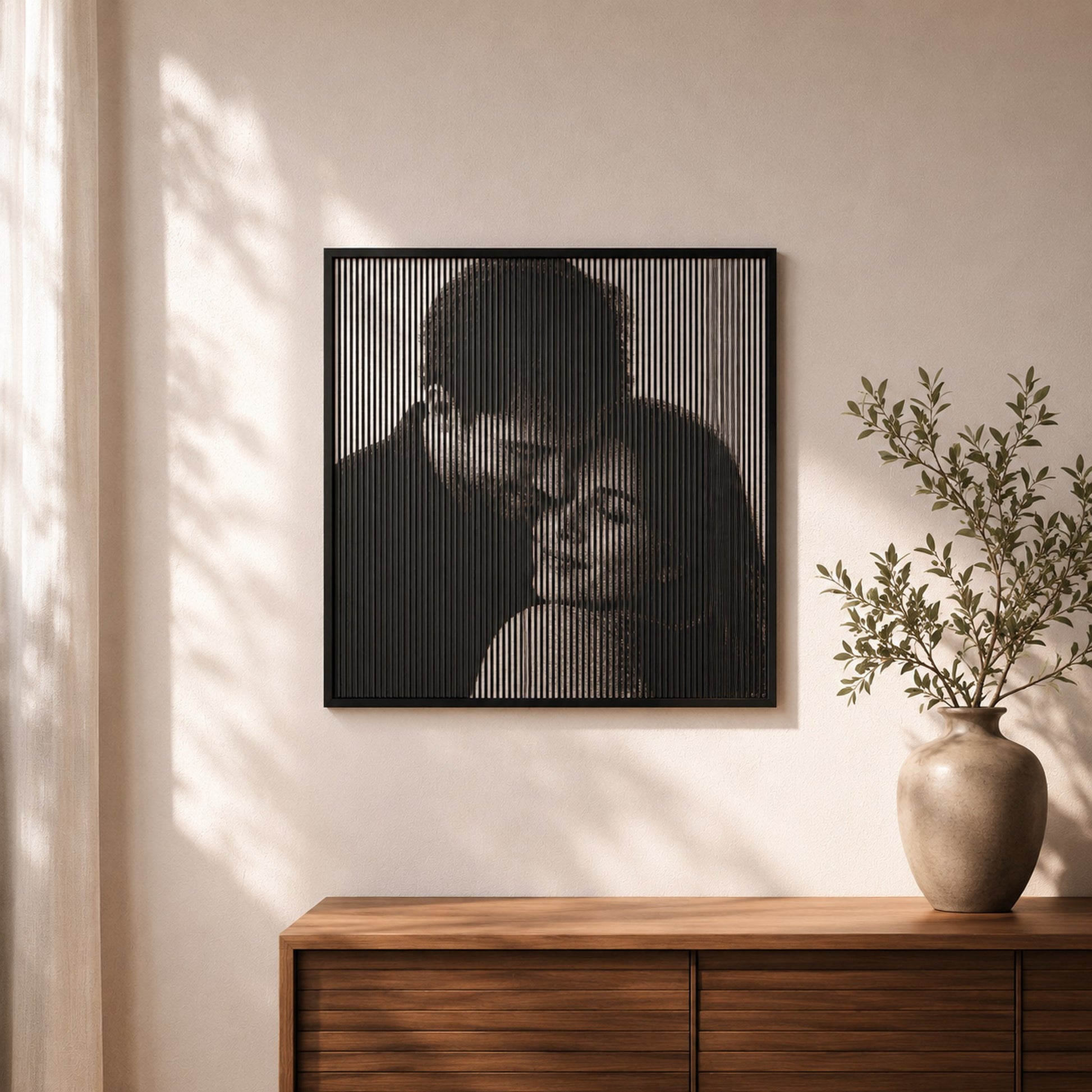 Quadro personalizado com foto em meio-tom de pixels quadrados