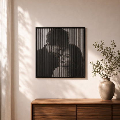 Quadro personalizado com foto em meio-tom de pixels quadrados