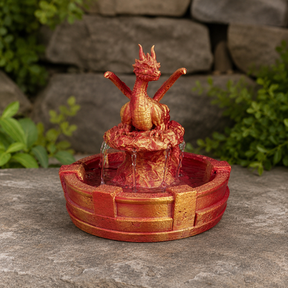 Fonte Resting Guardian com dragão na cor Vermelho e Dourado