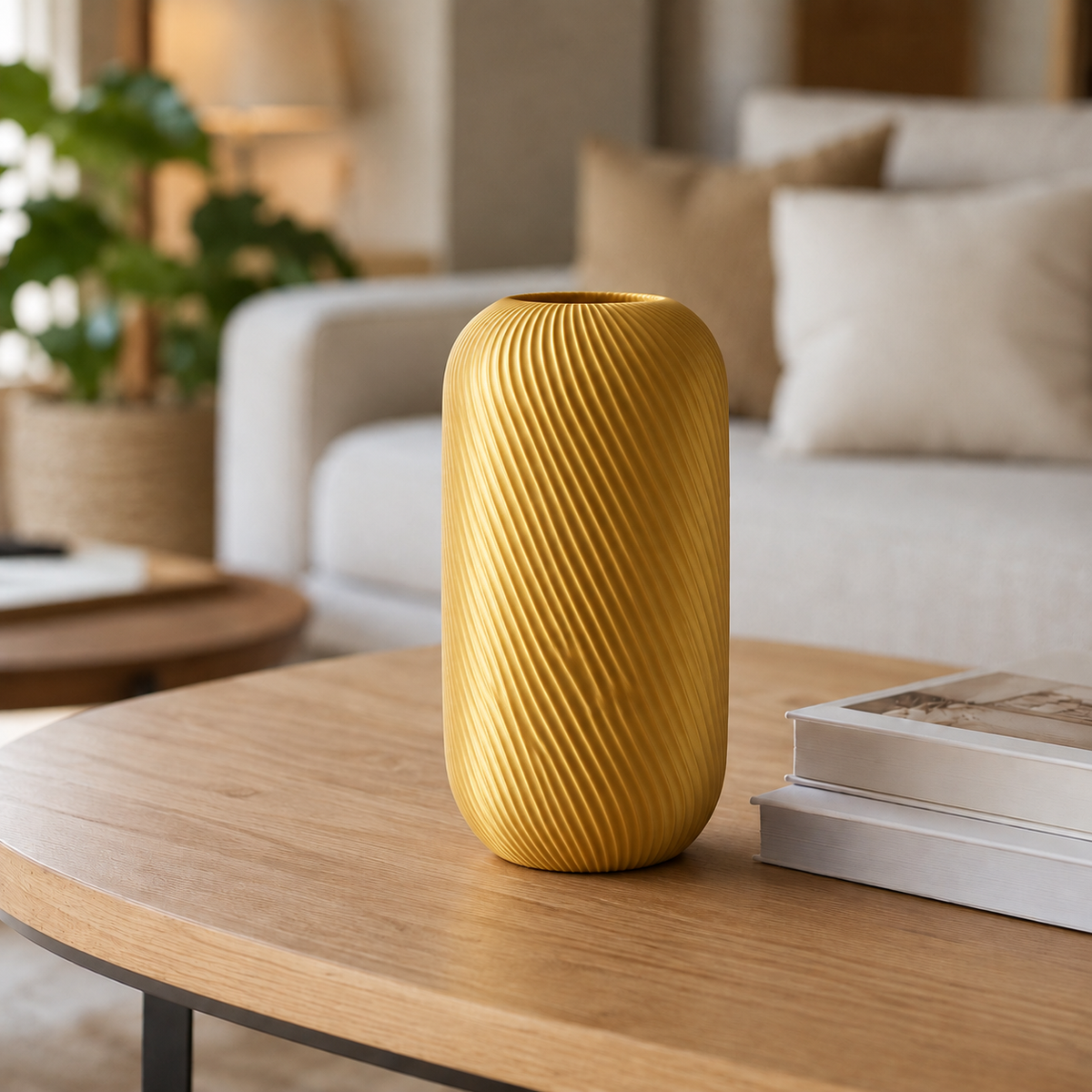 Rossella — Dourado — Vaso decorativo em espiral