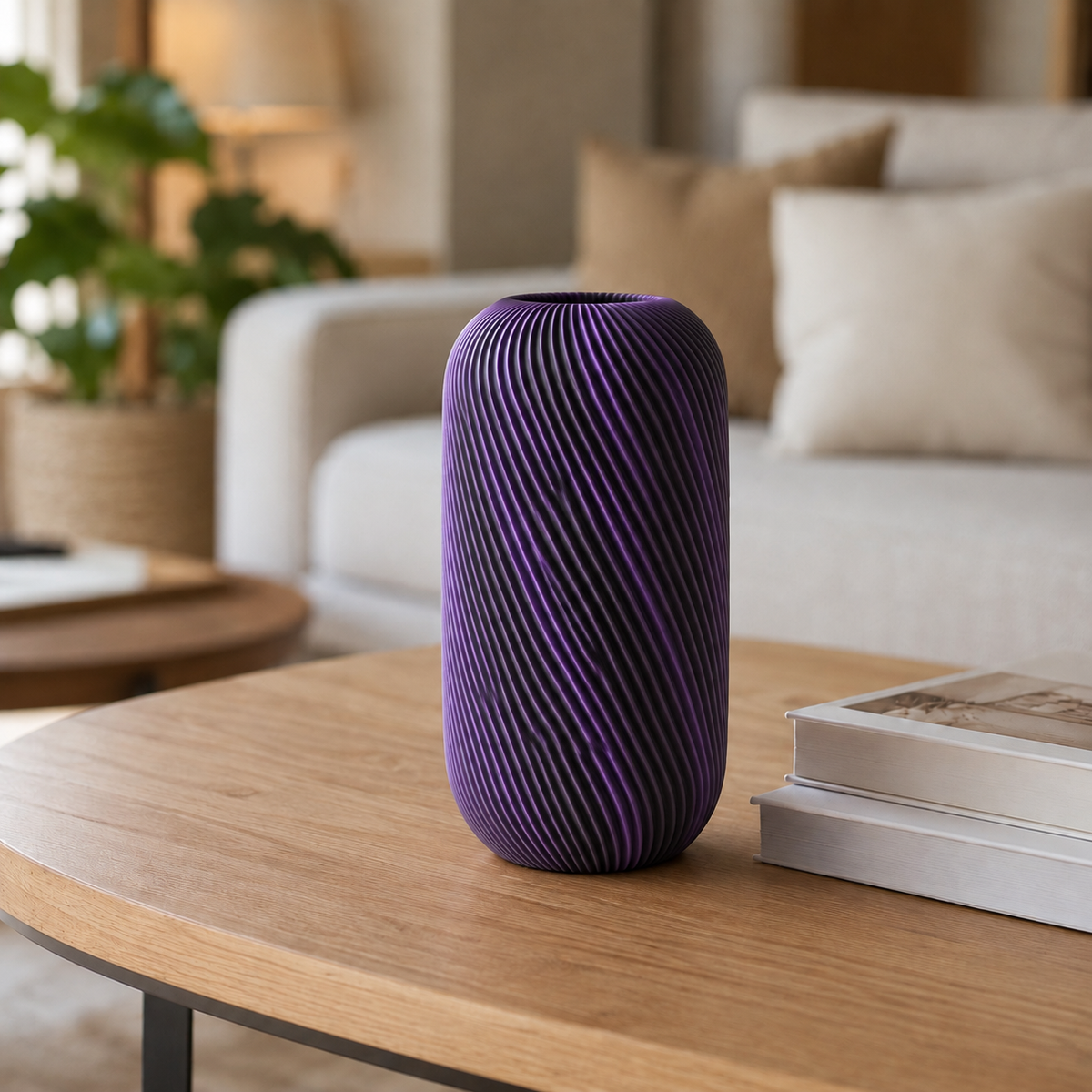 Rossella — Preto e Roxo — Vaso decorativo em espiral