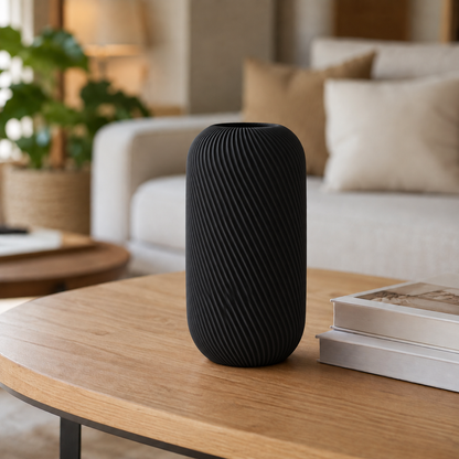 Rossella — Preto — Vaso decorativo em espiral