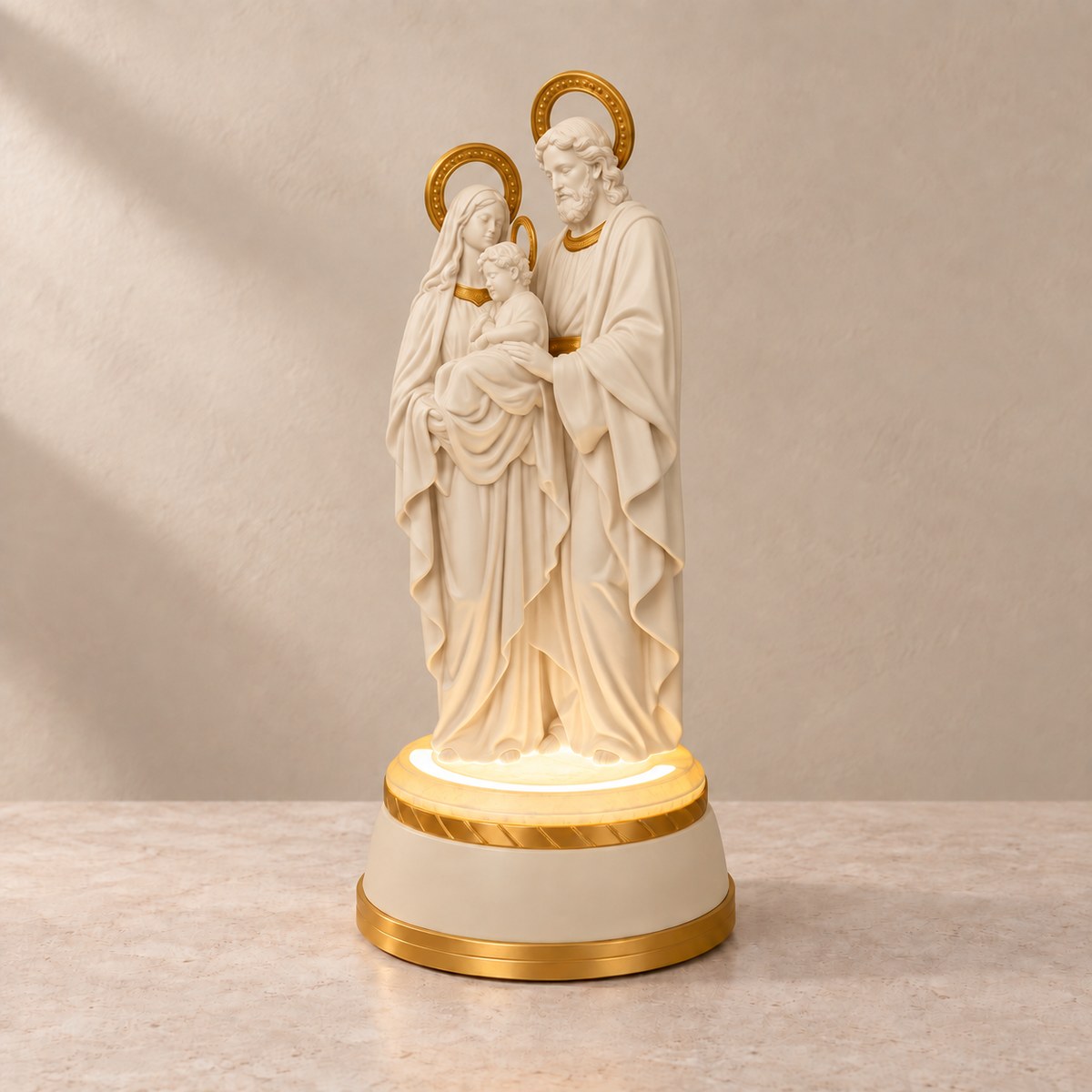 Sagrada Família Iluminada — Bege com detalhes dourados