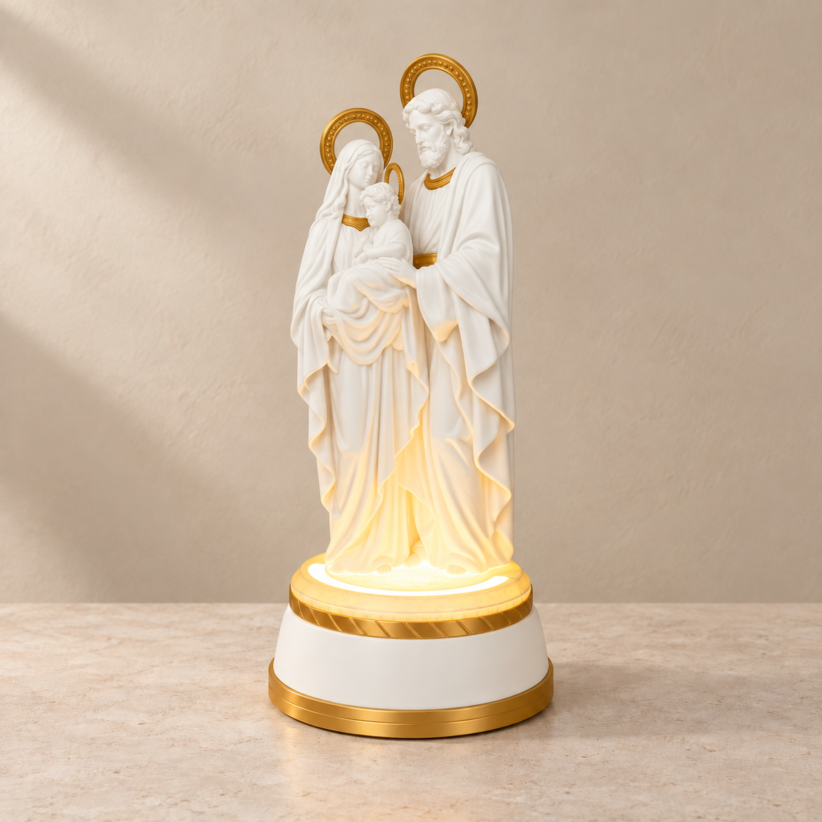 Sagrada Família Iluminada — Branco com detalhes dourados