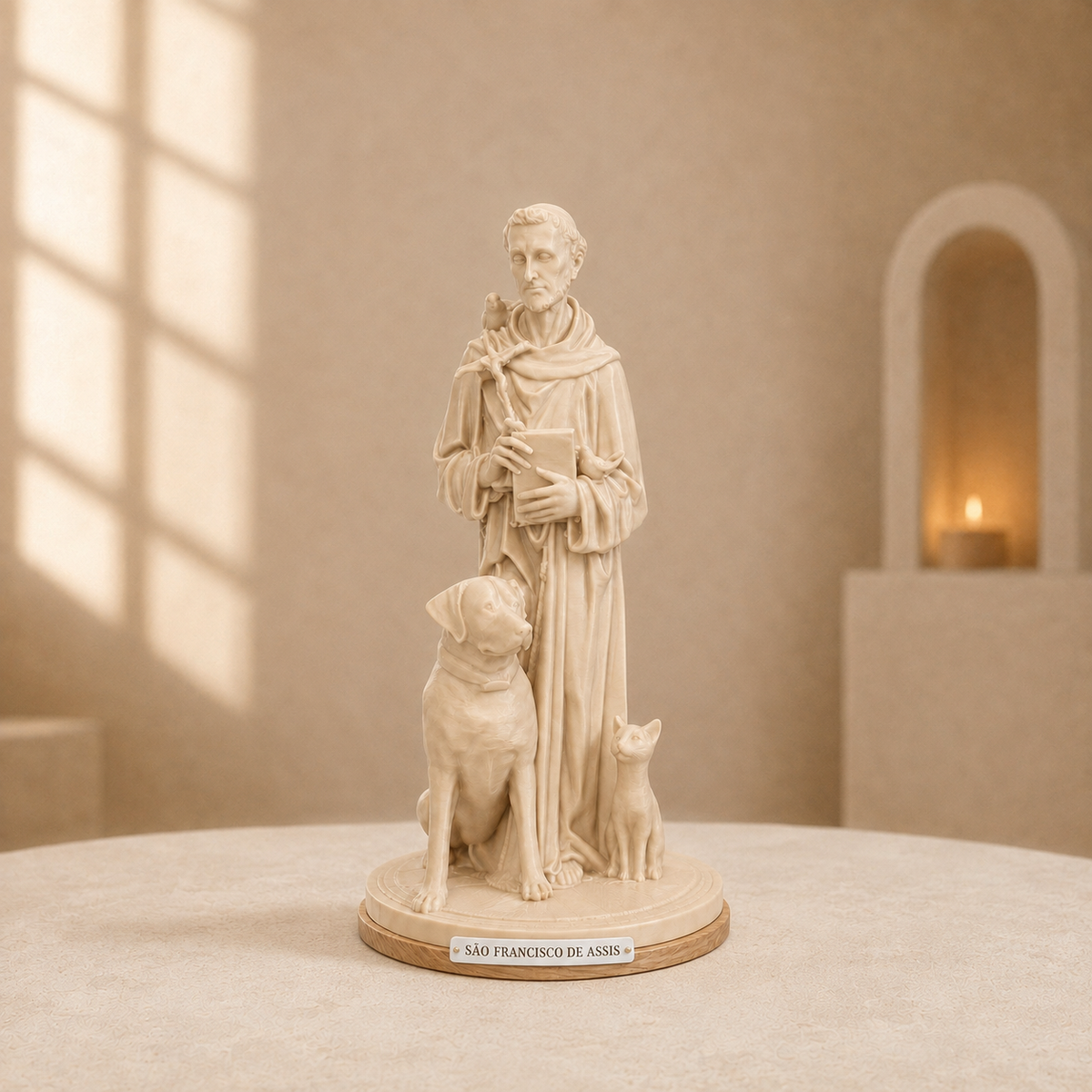 São Francisco dos Animais — escultura na cor Bege