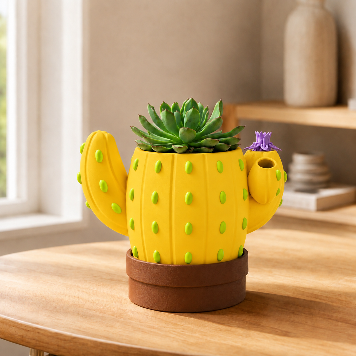 Sedento — Amarelo — Vaso cacto sinalizador de rega