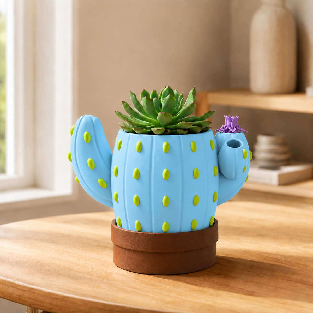 Sedento — Azul Celeste — Vaso cacto sinalizador de rega