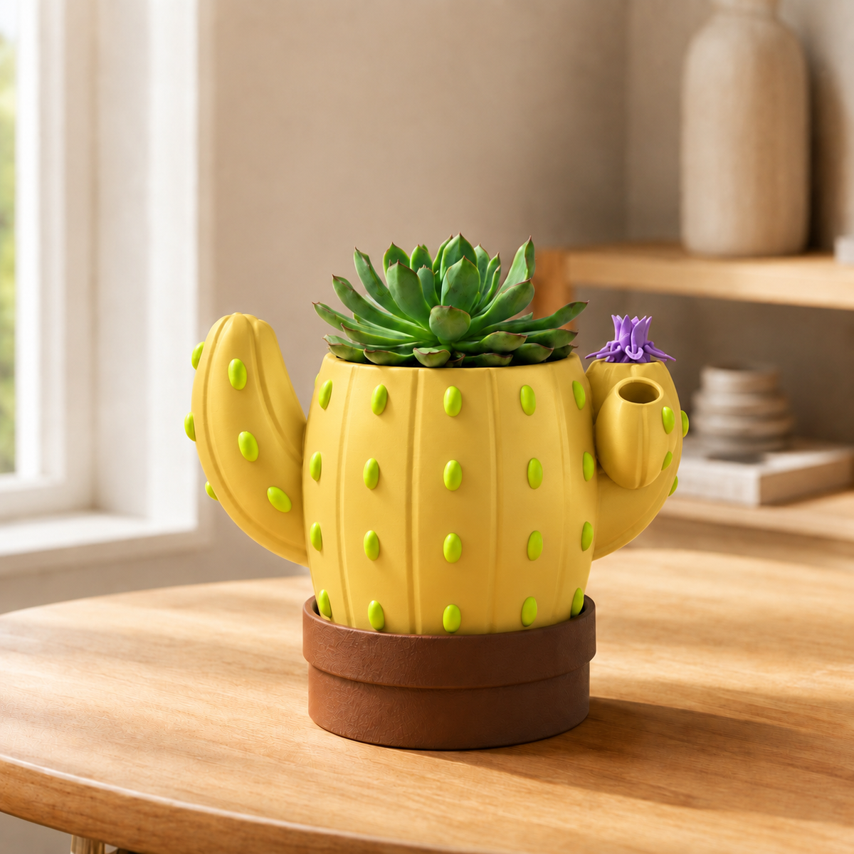 Sedento — Dourado — Vaso cacto sinalizador de rega
