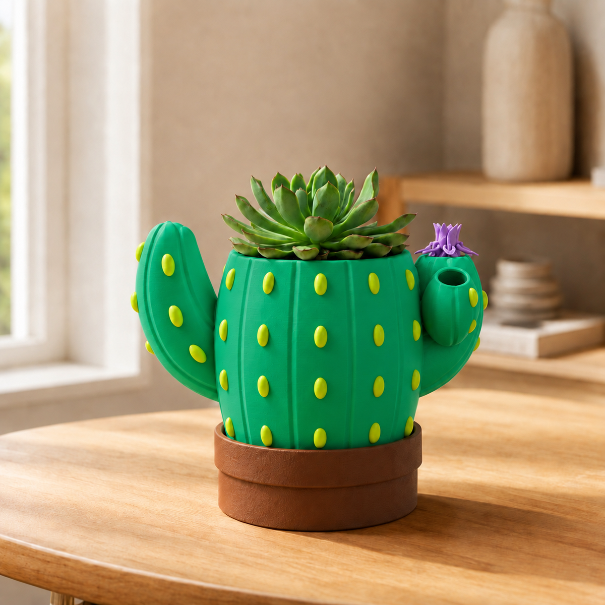 Sedento — Verde — Vaso cacto sinalizador de rega