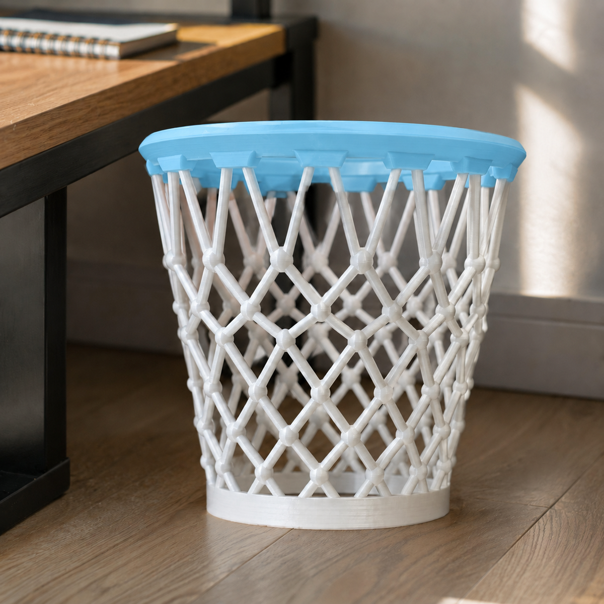 Swish — Cesta branca — Aro Azul Celeste