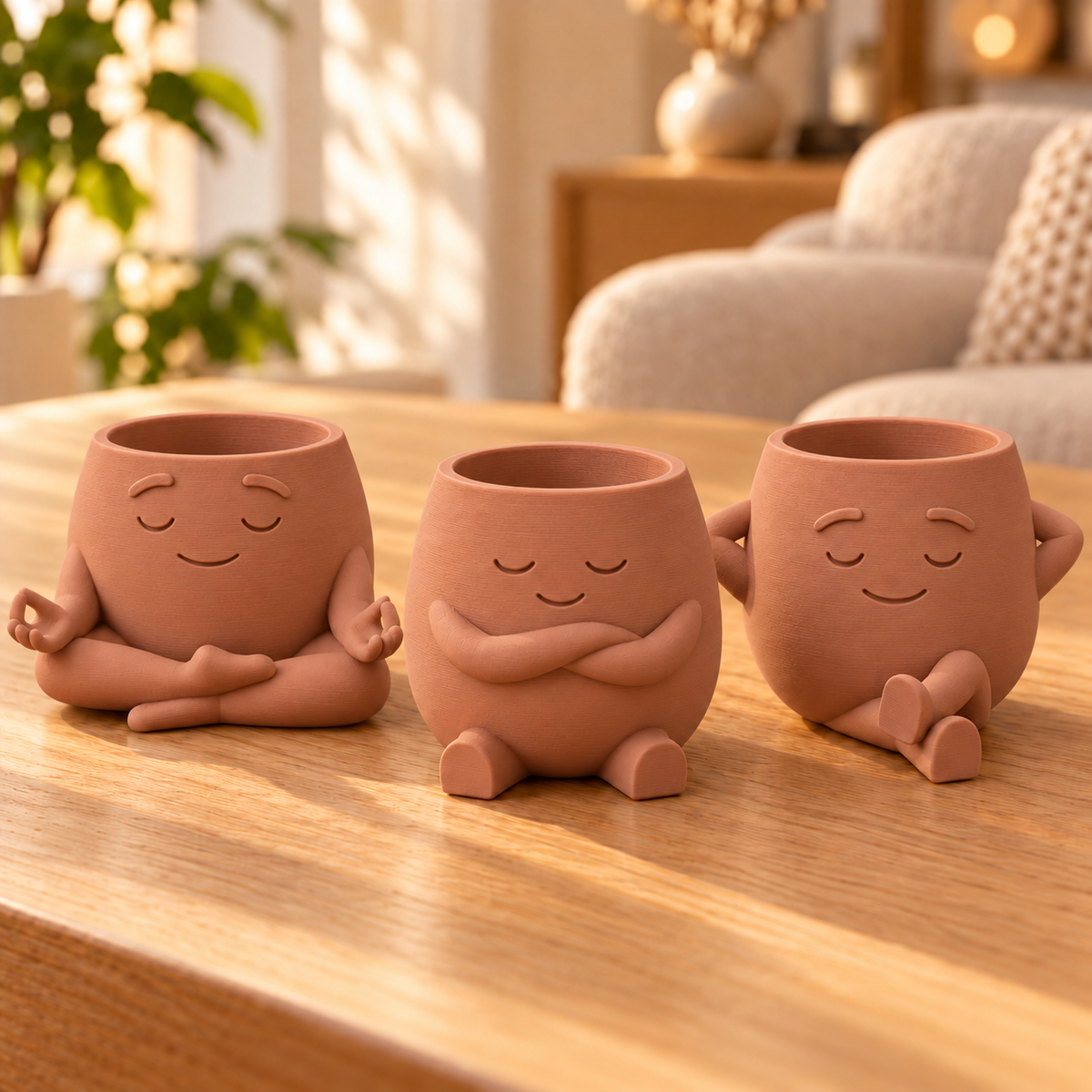 Trio Amiguinhos da Calmaria — Cor: Marrom Terracota
