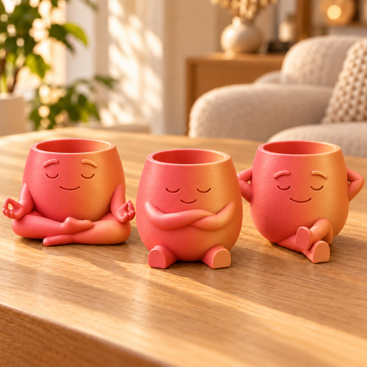 Trio Amiguinhos da Calmaria — Cor: Vermelho e Dourado
