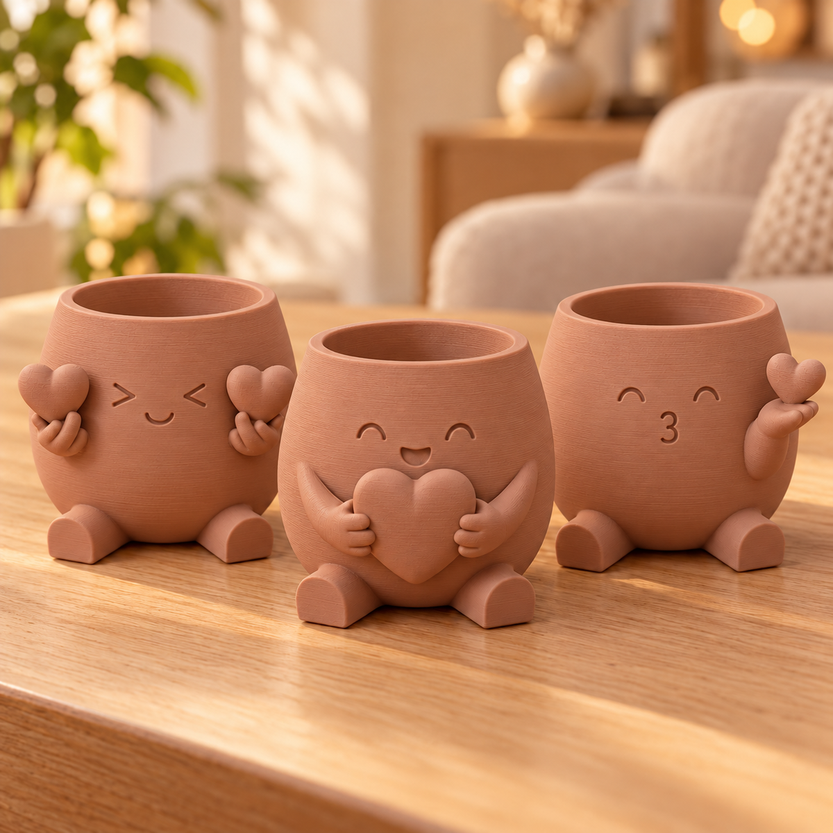 Trio Amiguinhos do Amor — Cor: Marrom Terracota