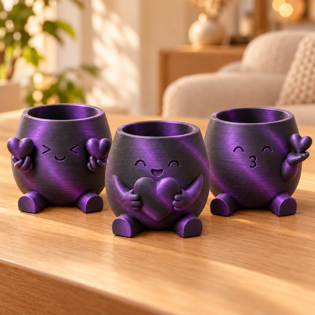 Trio Amiguinhos do Amor — Cor: Preto e Roxo