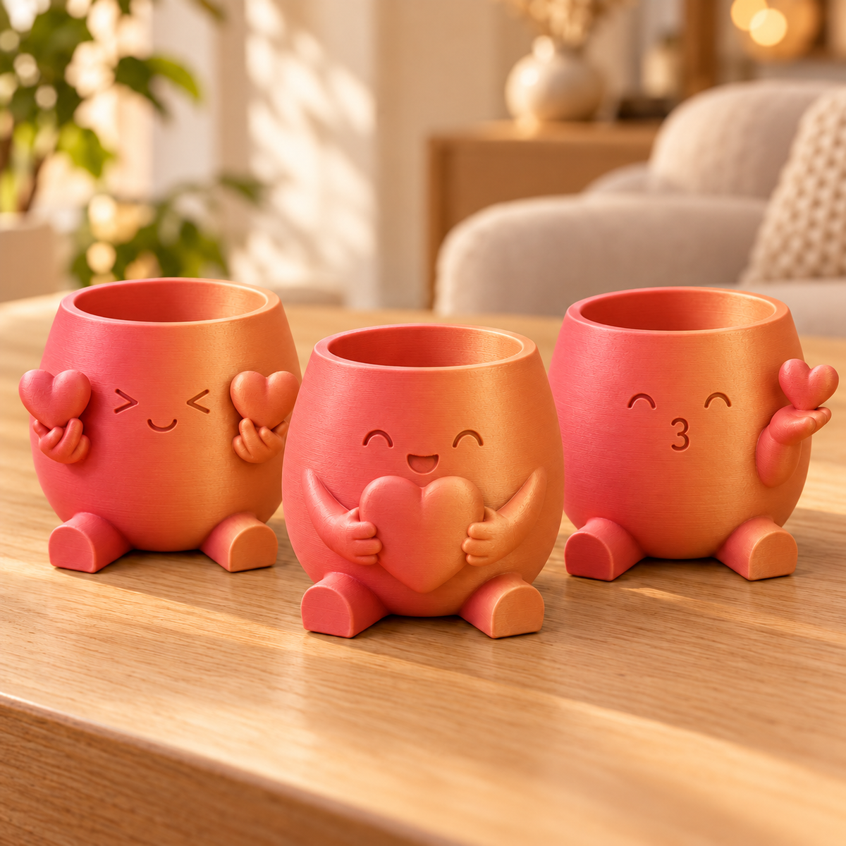 Trio Amiguinhos do Amor — Cor: Vermelho e Dourado