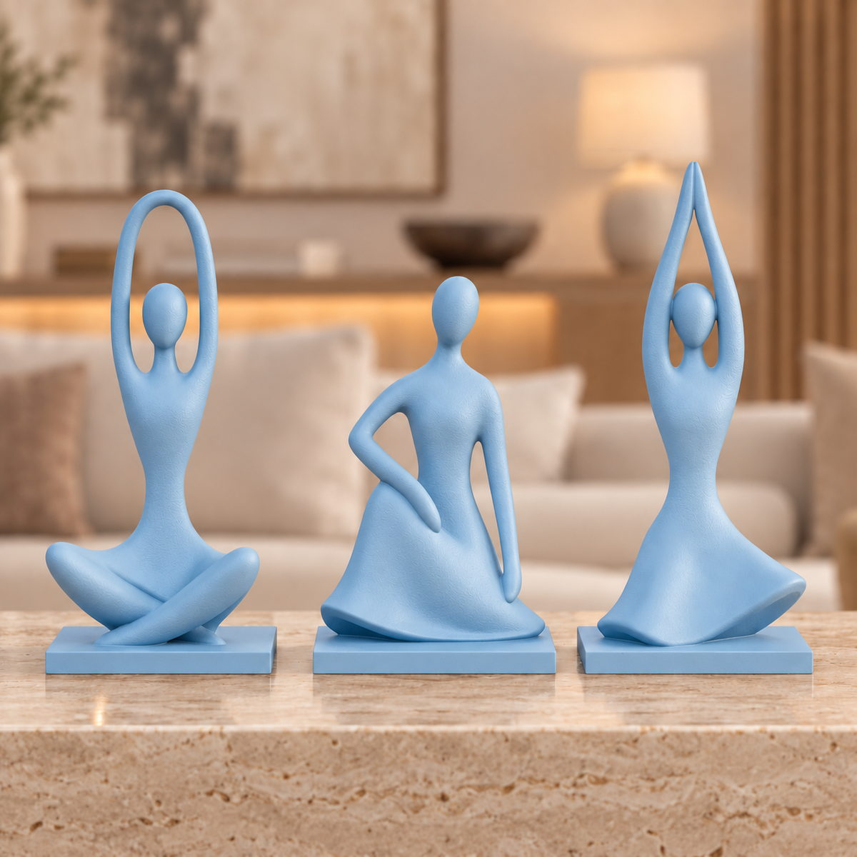 Trio Essência na cor Azul Celeste em ambiente moderno e aconchegante