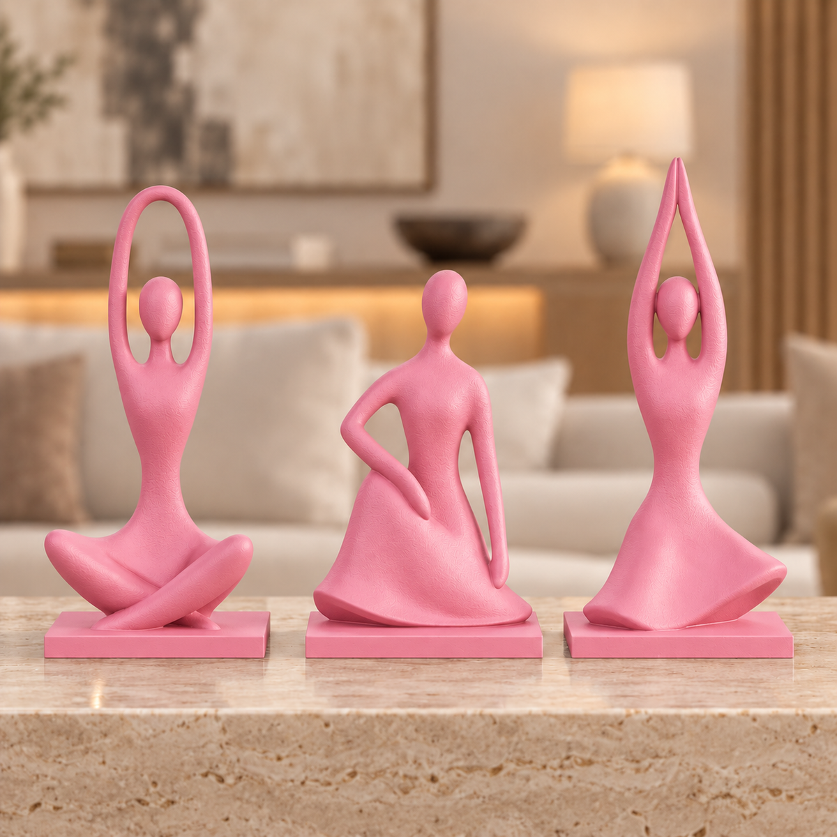 Trio Essência na cor Rosa em ambiente moderno e aconchegante