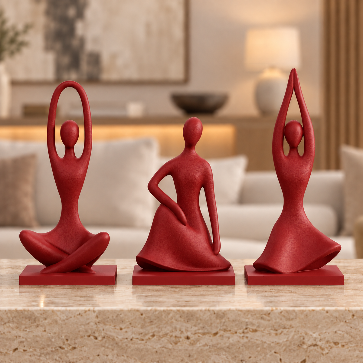 Trio Essência na cor Vermelho em ambiente moderno e aconchegante