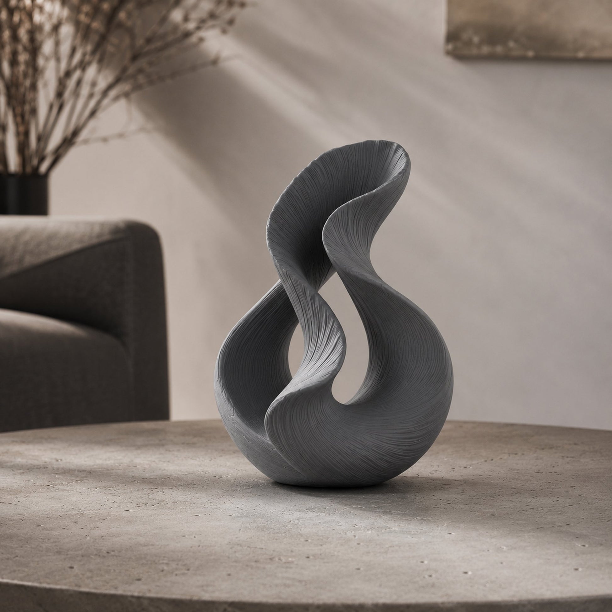 Escultura Twin Flow cinza grafite