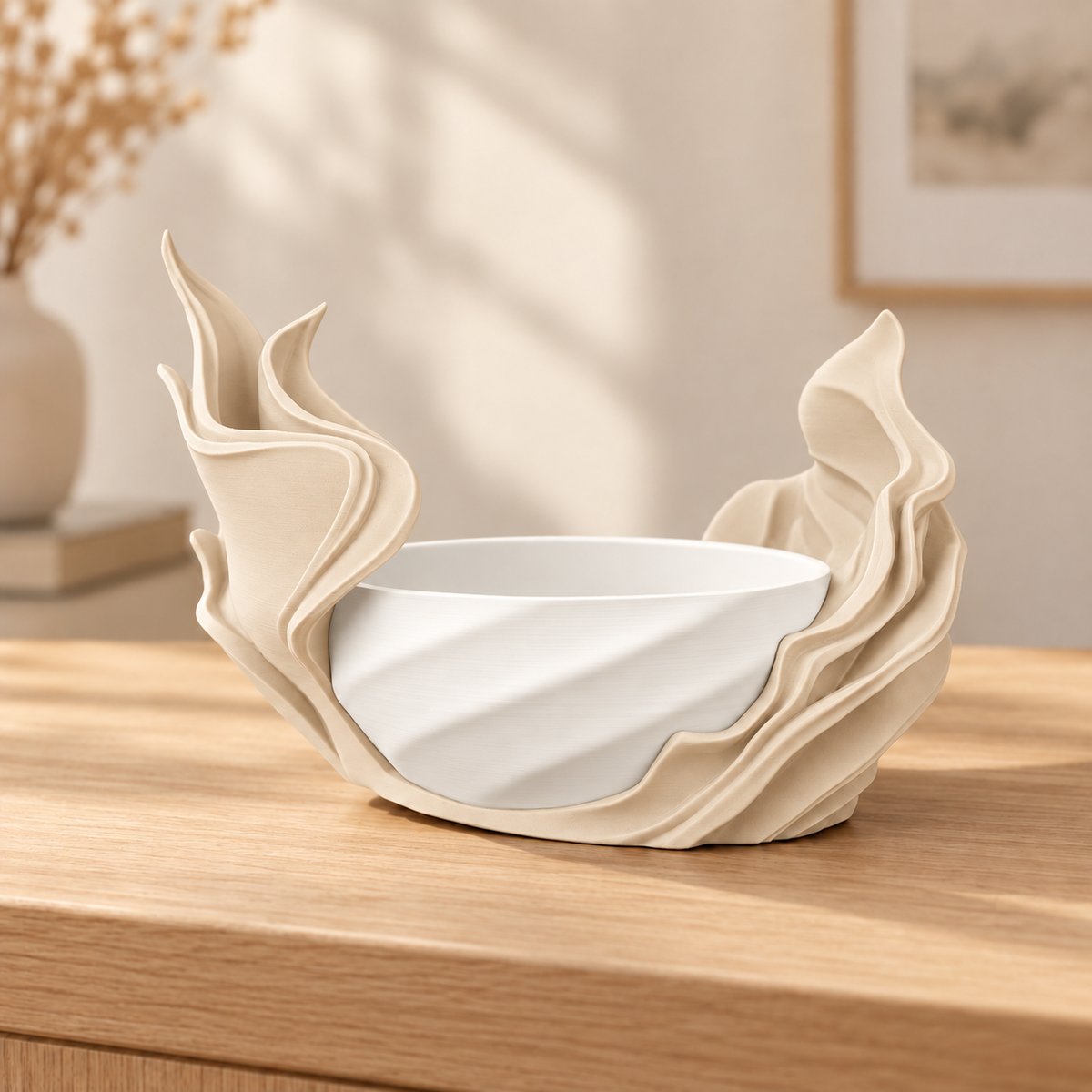 Vaso Alga — Bege — vaso interno branco, sem planta