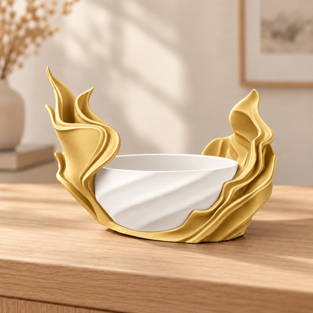 Vaso Alga — Dourado — vaso interno branco, sem planta