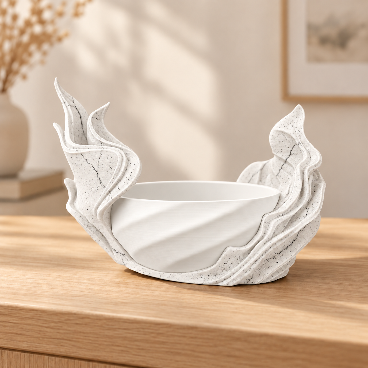 Vaso Alga — Mármore — vaso interno branco, sem planta