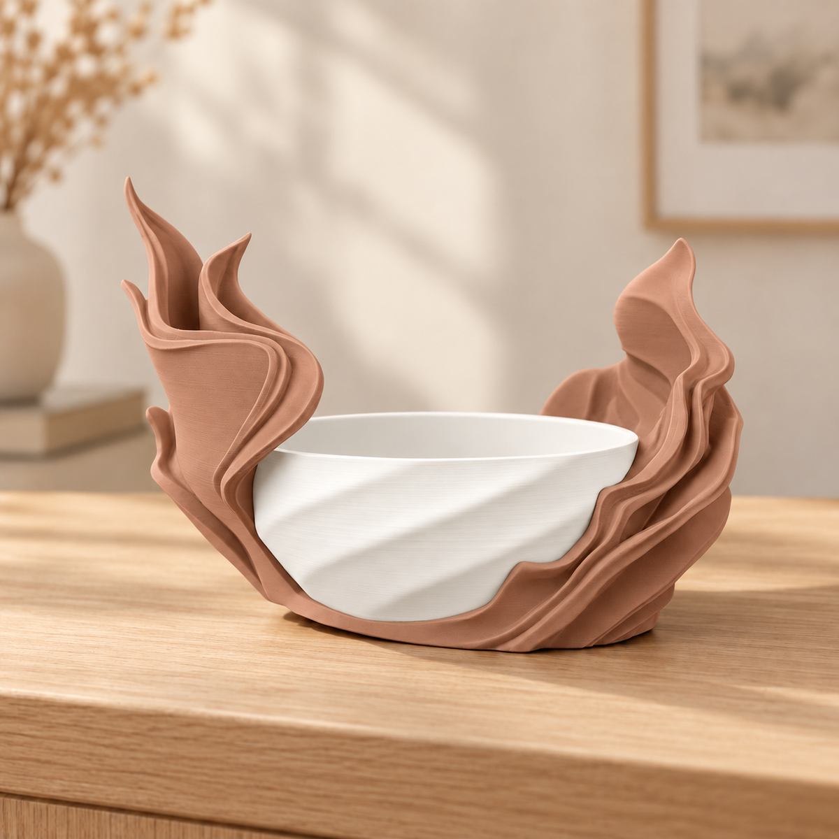 Vaso Alga — Marrom Terracota — vaso interno branco, sem planta