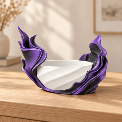 Vaso Alga — Preto e Roxo — vaso interno branco, sem planta
